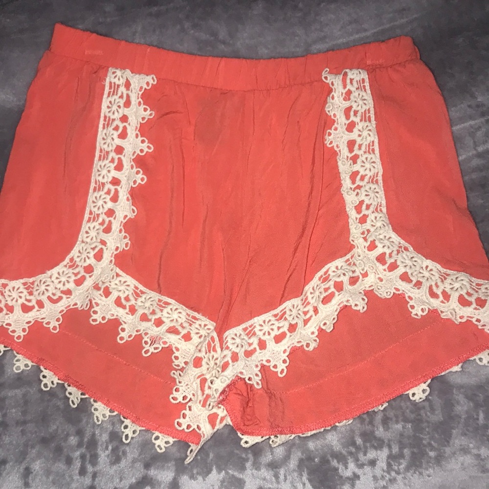 ORANGE LACE DESIGN SHORTS